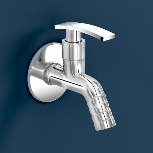 Plantex 3/4In Nozzle Bib Cock Water Tap For Washing Machine With Wall Flange And Teflon Tape-(1206-Mirror Chrome Finish)
