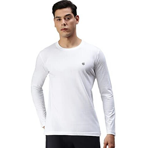 Onn Men's White Full Sleeves Round Neck T-Shirt(Size  Large)