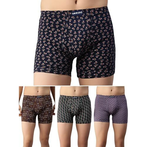 Lux Cozi Men's Pack Of 4 Assorted Inner Elestic Long Printed Trunk (Size  95Cm)