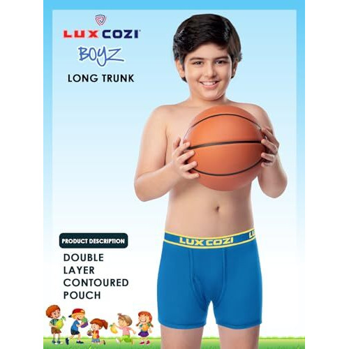 Lux Cozi Boy's Pack Of 4 Super Combed Cotton Outer Elastic Solid Trunk With Ultra Soft Waistband (Size  75Cm) Multicolour