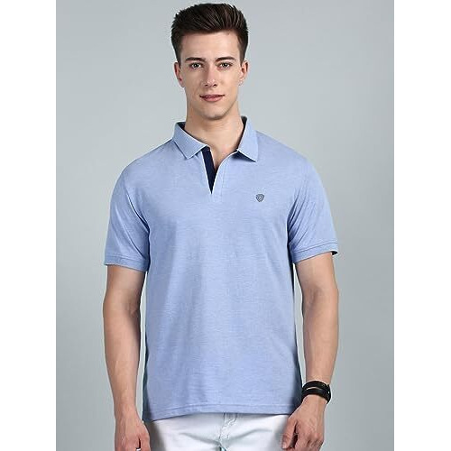 Lux Cozi Pack Of 2 Oxford Blue And Sea Green Regular Fit Half Sleeves Polo Neck T-Shirt For Men |Polo Casual Tshirt For Men | 100% Combed Cotton - Colour Fresh, Quick Dry, Ultra Soft (Size  Medium)
