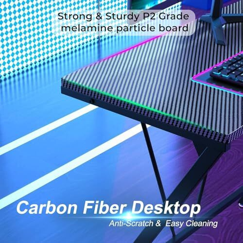 White Mulberry L-Shape Corner Desk |Diy Assembly| Monitor Raising Shelf | Engineered Wood & Sturdy Steel Leg|Perfect For Office Home Gaming Study Desk Computer Table|L(130+130)*45 * 77Cm|Carbon Fibre