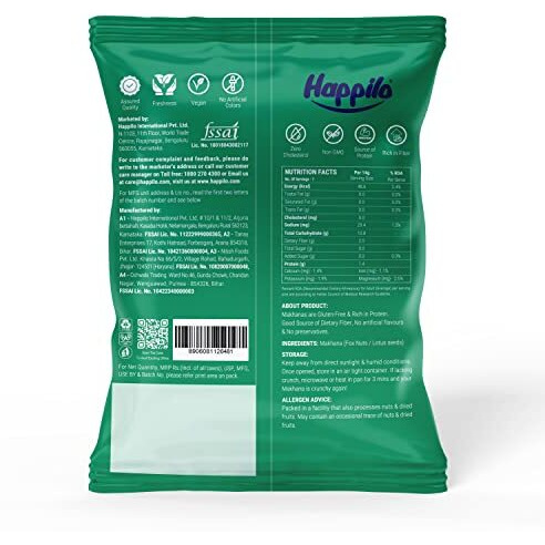 Happilo Premium Jumbo Fox Nuts (Phool Makhana) 200G (Pack Of 2), Lotus Seed Pop/Gorgon Nut Puffed Kernels, Healthy Snack Low Calorie Gluten Free And Vegan