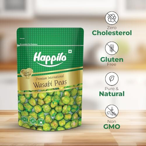 Happilo Premium International Wasabi Peas 160G, Versatile Snack, Crunchy Texture And Zesty Flavor, Nutrient Rich