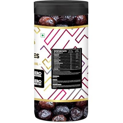 Happilo Black Dates Jar 500G, Rich In Iron, Antixidants, Fiber And Vitamin, Chewy Texture, Natural Sweetness, No Added Preservatives