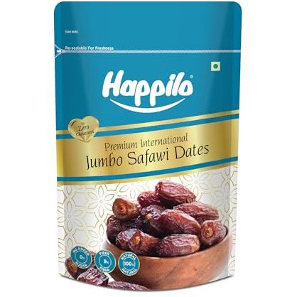 Happilo Safawi Jumbo Dates 200G, Rich In Iron, Antixidants, Fiber And Vitamin, Chewy Texture, Natural Sweetness, No Added Preservatives