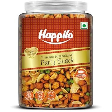 Happilo Premium International Party Snack Jar 800G, Peanuts, Green Peas, Broad Beans, Plant-Based Protein And Fiber, Flavorful Snack During Parties