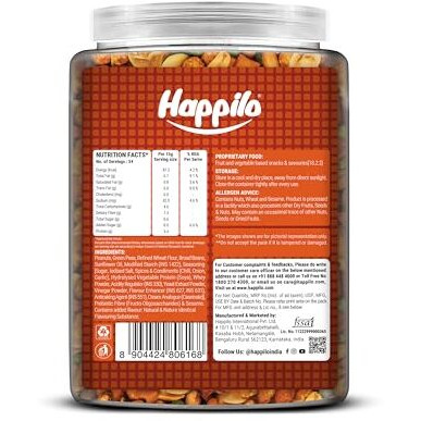 Happilo Premium International Party Snack Jar 800G, Peanuts, Green Peas, Broad Beans, Plant-Based Protein And Fiber, Flavorful Snack During Parties
