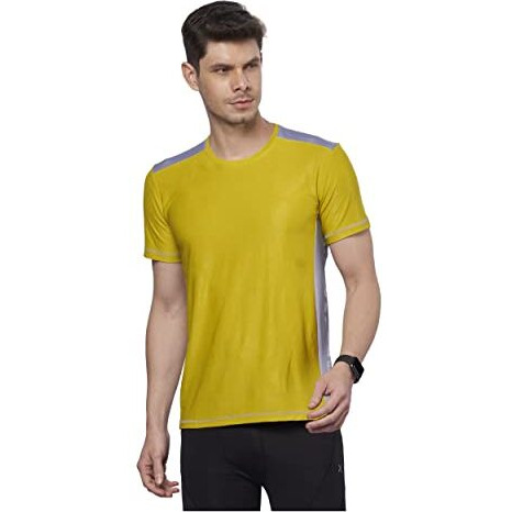 Domin8 Tshirt For Men | Basic Cut Out Shoulder T-Shirt For Boys | Tshirt For Men | Gym & Training Fit | Yellow - L