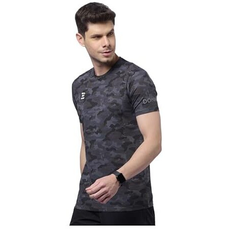 Domin8 Men's Regular Fit T-Shirt (Dom8-Aw-M-Ts-21-M_Camouflage Black