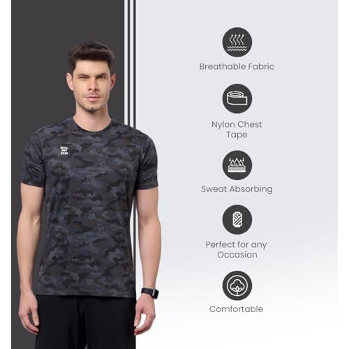 Domin8 Men's Regular Fit T-Shirt (Dom8-Aw-M-Ts-21-M_Camouflage Black