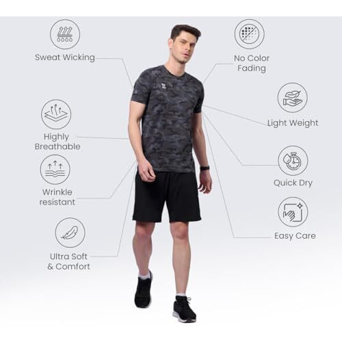 Domin8 Men's Regular Fit T-Shirt (Dom8-Aw-M-Ts-21-M_Camouflage Black
