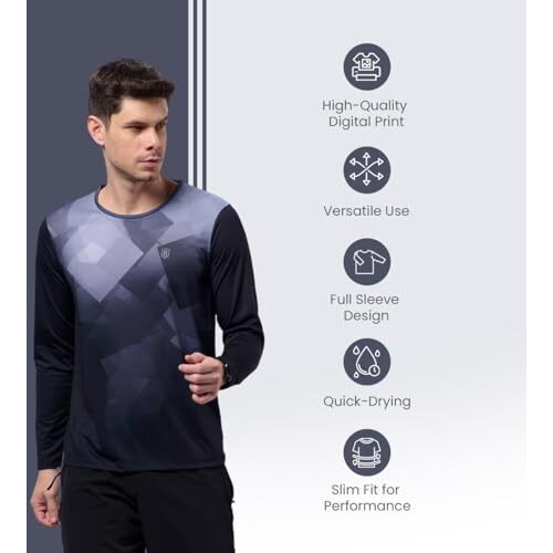 Domin8 100% Polyester Full Sleeve Sports Gym T Shirt For Men| Breathable Moisture Wicking Anti Odor Tshirt For Men| Running Workout| Casual Wear Men Tshirt Mens Tshirt T Shirts For Man