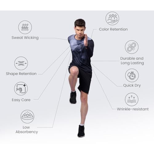 Domin8 100% Polyester Full Sleeve Sports Gym T Shirt For Men| Breathable Moisture Wicking Anti Odor Tshirt For Men| Running Workout| Casual Wear Men Tshirt Mens Tshirt T Shirts For Man