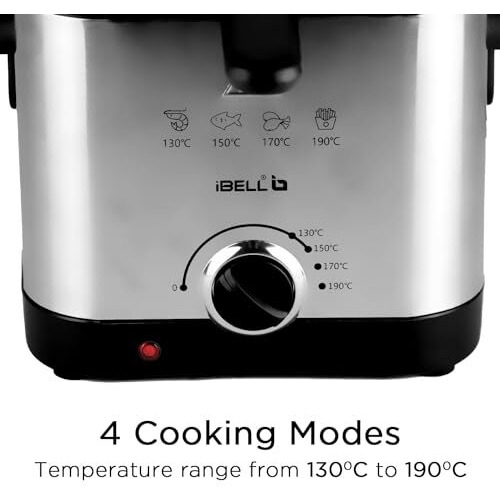 Ibell 1.5L Deep Fryer For Home - 1500W, Compact And Low Oil Consumption, Stainless Steel, Variable Temperature Control, Silver
