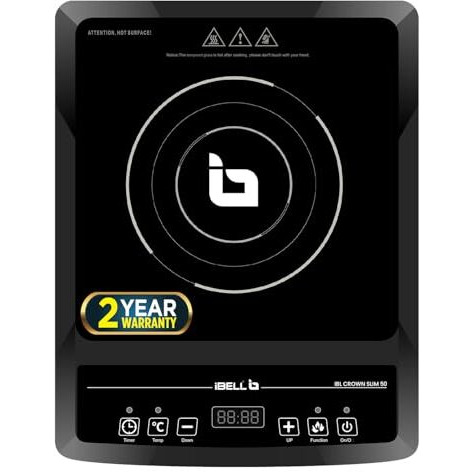 Ibell Slim50 Induction Cooktop, 2000W, Bis Certified, Led Display, 2 Yr Warranty, Auto Shut-Off, Over Heat Protection (Black)