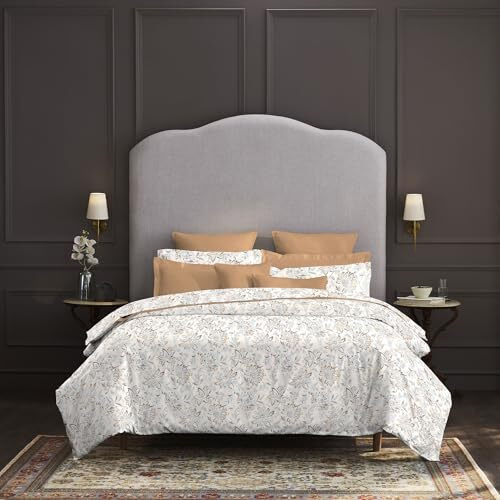Trident Nectarsoft King Size Bedsheet, 100% Cotton Bedsheet For Double Bed, 5-Piece Set (1 Bedsheet With 4 Pillow Covers) Superior Softness, 400 Thread Count, Luxurious Finish - Adelia Beige