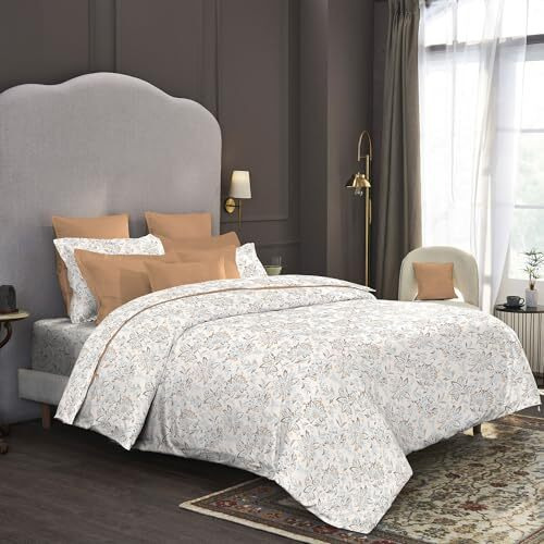 Trident Nectarsoft King Size Bedsheet, 100% Cotton Bedsheet For Double Bed, 5-Piece Set (1 Bedsheet With 4 Pillow Covers) Superior Softness, 400 Thread Count, Luxurious Finish - Adelia Beige