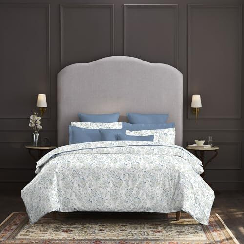 Trident Nectarsoft King Size Bedsheet, 100% Cotton Bedsheet For Double Bed, 5-Piece Set (1 Bedsheet With 4 Pillow Covers) Superior Softness, 400 Thread Count, Luxurious Finish - Adelia Aqua
