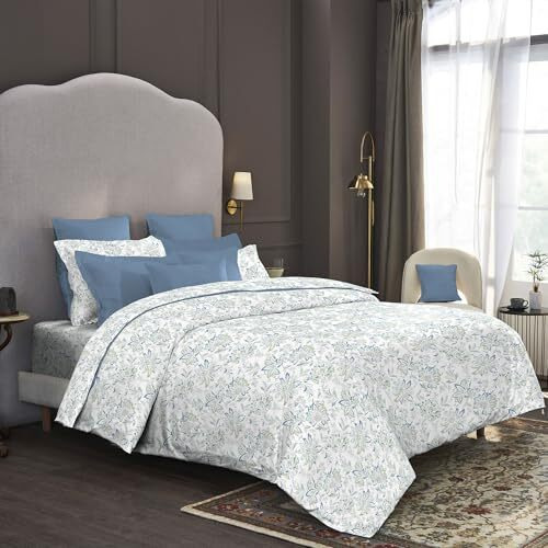 Trident Nectarsoft King Size Bedsheet, 100% Cotton Bedsheet For Double Bed, 5-Piece Set (1 Bedsheet With 4 Pillow Covers) Superior Softness, 400 Thread Count, Luxurious Finish - Adelia Aqua
