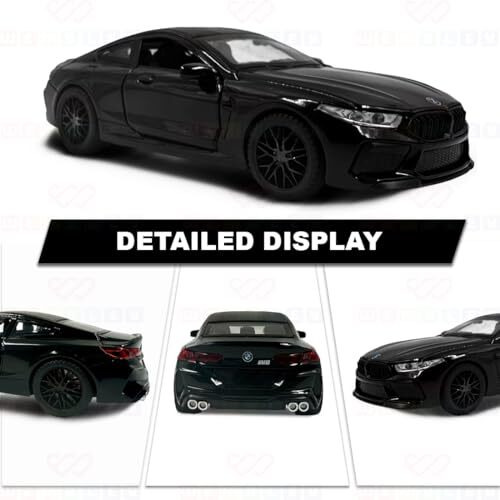 Wembley Pull Back M8 Die-Cast Model Car 132 Scale Metal Toy Vehicle With Openable Doors & Light Engine Sound - Realistic Collectible For Boys Kids 3+ Years & Above - Black