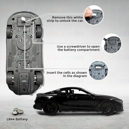 Wembley Pull Back M8 Die-Cast Model Car 132 Scale Metal Toy Vehicle With Openable Doors & Light Engine Sound - Realistic Collectible For Boys Kids 3+ Years & Above - Black