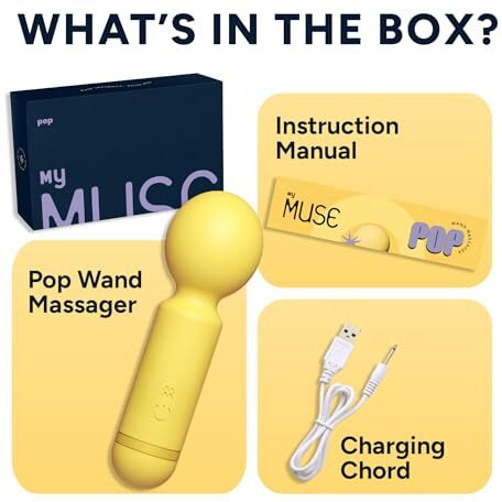 Mymuse Pop Mini Massager, Cordless Electric Machine, 10 Modes, Full Body Personal Wand Massage, Usb Rechargeable, Waterproof, Perfect For Gifting, 150 Day's Warranty - Lemon Tart