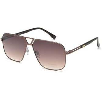 Idee Sunglasses| 100% Uv Protected | Gradient | Full Rim | Pilot | Men | Large | Shiny Dark Brown Alloy Metal Frame | Brown Gradient Polycarbonate Lens