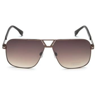 Idee Sunglasses| 100% Uv Protected | Gradient | Full Rim | Pilot | Men | Large | Shiny Dark Brown Alloy Metal Frame | Brown Gradient Polycarbonate Lens