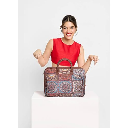 Zouk Laptop Bag For Women - Handmade Bag For 15.6 Inch Laptop, Macbook - Vegan Leather Office Bags With Detachable Shoulder Strap - Perfect Handbag For Ladies