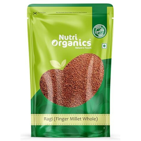 Nutri Organics Unpolished Finger Millet (Ragi) - 1.5Kg | Mandua/Kezhvaragu/Mandia/Taidalu/Kodra/Ragula/Nachni