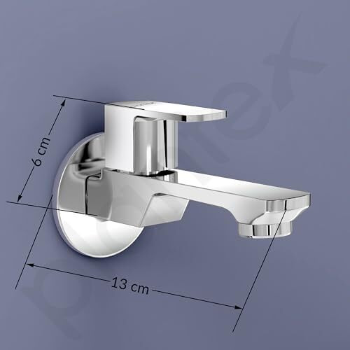 Plantex Long Body Bib Cock Water Tap With Water Saving Nozzle For Kitchen Tap And Brass Spindle/Bib Tap With Wall Flange And Teflon Tape For Bathroom - Pack Of 2 (Saga-1292-Chrome)