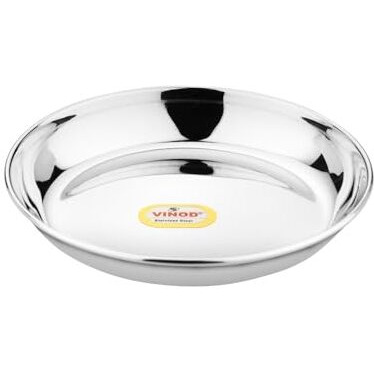 Vinod Stainless Steel Round Beeding Halwa Plate, Set Of 6 Piece (12 Cm Diameter)