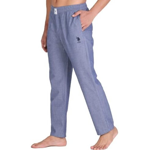 U.S. Polo Assn. Men Comfort Fit Solid Cotton I658 Mid Rise Lounge Pants-Pack Of 1 (Navy Chambray M)