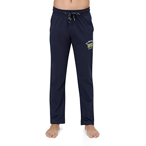 U.S. Polo Assn. Men Comfort Fit Heathered I606 Lounge Mid Rise Track Pants - Pack Of 1 (Navy L)
