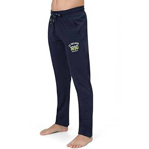 U.S. Polo Assn. Men Comfort Fit Heathered I606 Lounge Mid Rise Track Pants - Pack Of 1 (Navy L)