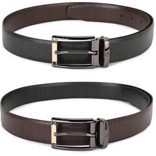 Louis Philippe Men Black Textured Leather Casual Belt