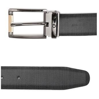 Louis Philippe Men Black Textured Leather Casual Belt
