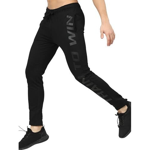 Highlander Men Black Solid Slim-Fit Track Pants | Men Track Pant