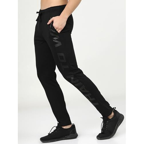 Highlander Men Black Solid Slim-Fit Track Pants | Men Track Pant