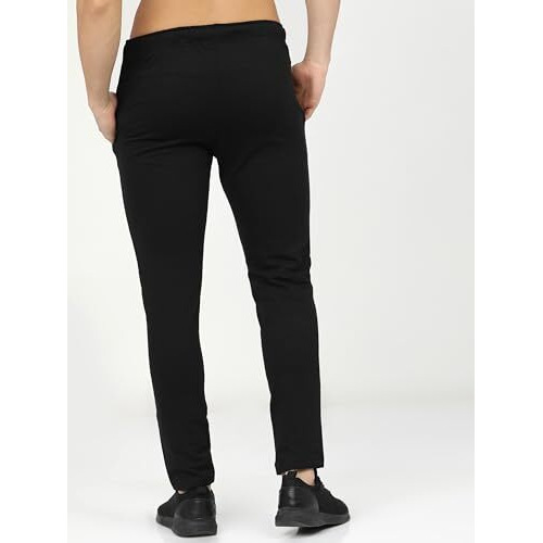 Highlander Men Black Solid Slim-Fit Track Pants | Men Track Pant