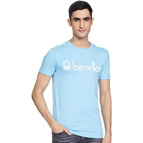 United Colors Of Benetton Men's Slim T-Shirt (3099J7106I903_Sky Blue M)