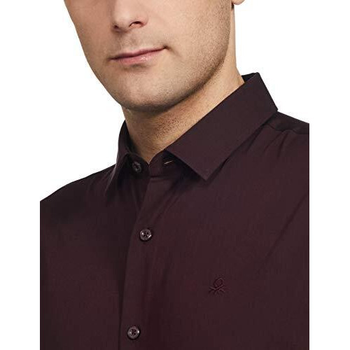 United Colors Of Benetton Men's Slim Shirt (5Ns13U008I906_Wine L)