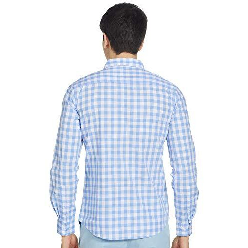 United Colors Of Benetton Men's Slim Shirt (5Ns07U008I906_Sky Blue L)