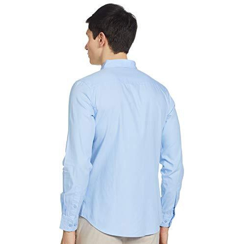 United Colors Of Benetton Men's Cotton Solid Slim Shirt (5Ns01U008I908_Sky Blue S)