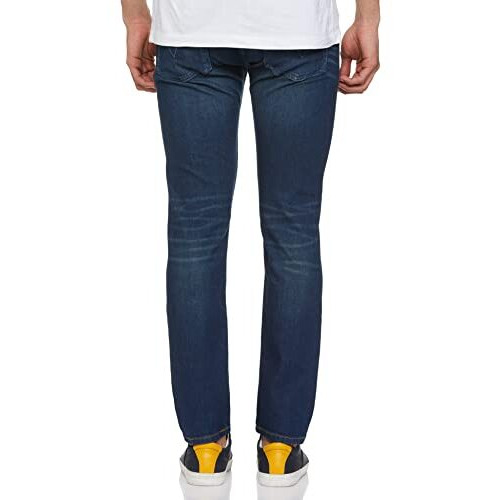 Pepe Jeans Men's Straight Blue Low Rise Pants (Pm206826Q03_Dark Used_32)