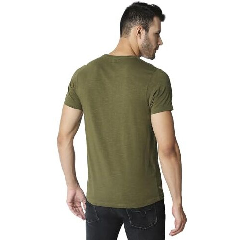 Pepe Jeans Men's Slim Fit Graphic Printed T-Shirts Olive