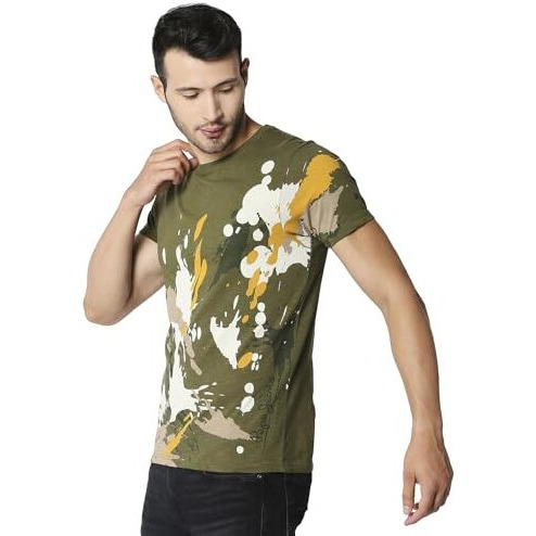 Pepe Jeans Men's Slim Fit Graphic Printed T-Shirts Olive