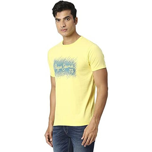 Pepe Jeans Men's Slim Fit Graphic Printed T-Shirts Yellow