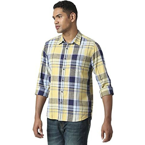 Pepe Jeans Men's Regular Fit Shirt (Pm308041043M_Yellow